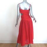 Zimmermann Lyre Cutout Midi Dress Red Linen Size 1