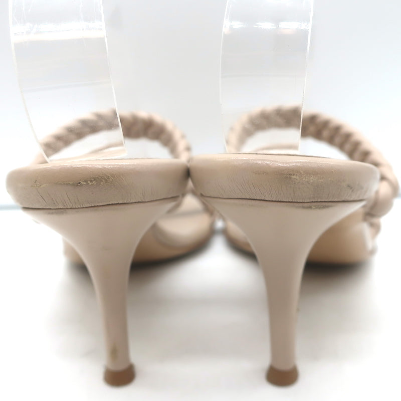 Gianvito Rossi Marley 70 Braided Slide Sandals Nude Leather Size 38.5