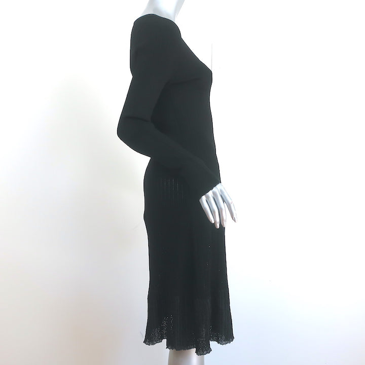 Ralph Lauren Black Label Long Sleeve Skater Dress Black Stretch Knit Size Large