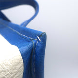 Balenciaga Bazar Small Shopper Tote Blue/White Striped Leather Crossbody Bag