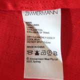 Zimmermann Lyre Cutout Midi Dress Red Linen Size 1