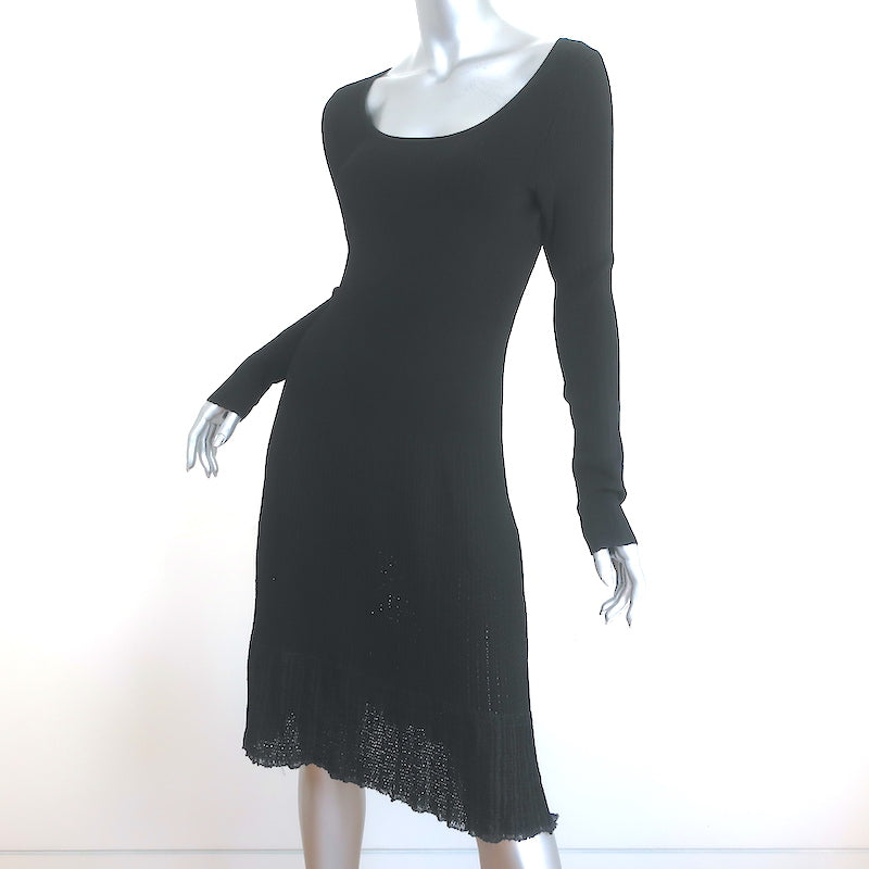 Ralph Lauren Black Label Long Sleeve Skater Dress Black Stretch Knit Size Large