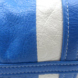 Balenciaga Bazar Small Shopper Tote Blue/White Striped Leather Crossbody Bag