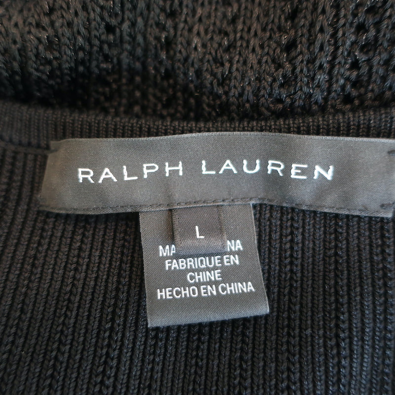 Ralph Lauren Black Label Long Sleeve Skater Dress Black Stretch Knit Size Large