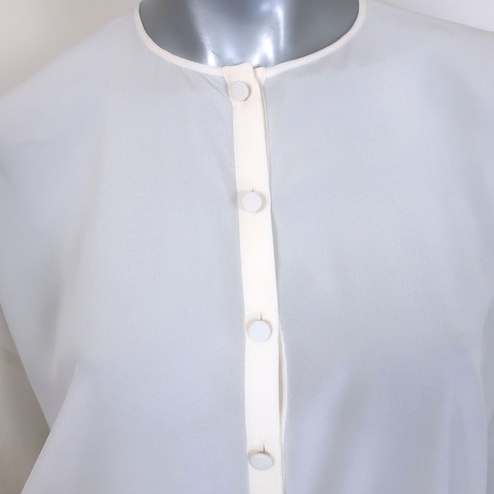 Givenchy Half-Placket Blouse Cream Silk Size 38 Short Sleeve Top