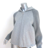 Theory Ribbed-Sleeve Bomber Jacket Gray Melange Wool-Cashmere Size Small NEW