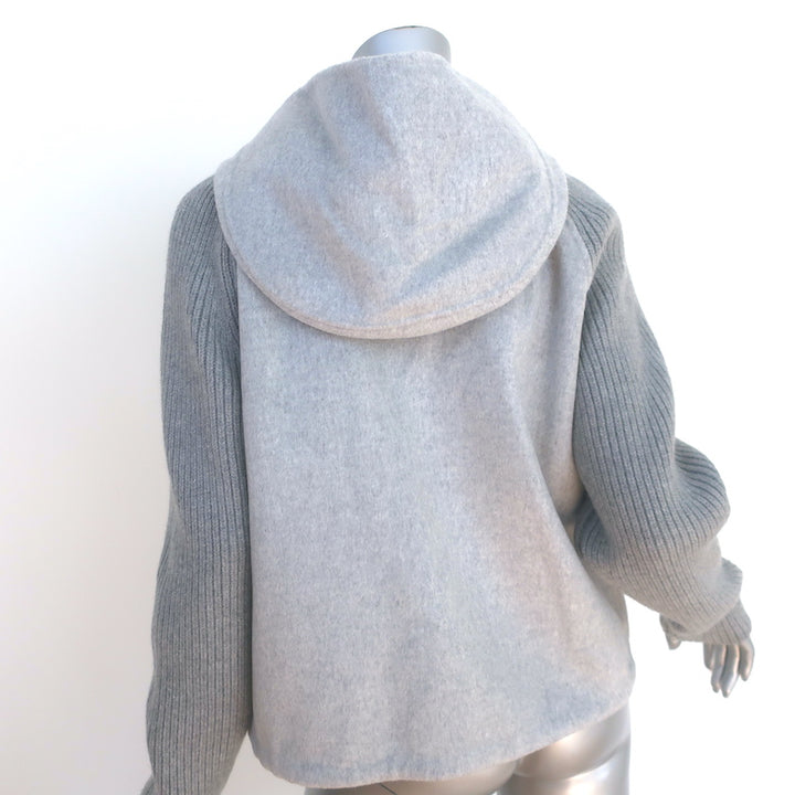 Theory Ribbed-Sleeve Bomber Jacket Gray Melange Wool-Cashmere Size Small NEW