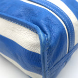 Balenciaga Bazar Small Shopper Tote Blue/White Striped Leather Crossbody Bag
