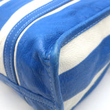 Balenciaga Bazar Small Shopper Tote Blue/White Striped Leather Crossbody Bag