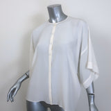 Givenchy Half-Placket Blouse Cream Silk Size 38 Short Sleeve Top