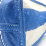 Balenciaga Bazar Small Shopper Tote Blue/White Striped Leather Crossbody Bag