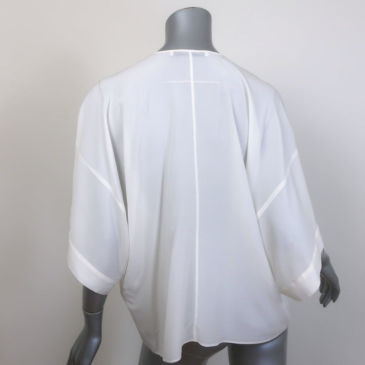 Givenchy Half-Placket Blouse Cream Silk Size 38 Short Sleeve Top