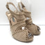 Prada Grommet-Trimmed Peep Toe Sandals Beige Suede Size 38 Slingback Heels