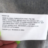 Theory Ribbed-Sleeve Bomber Jacket Gray Melange Wool-Cashmere Size Small NEW