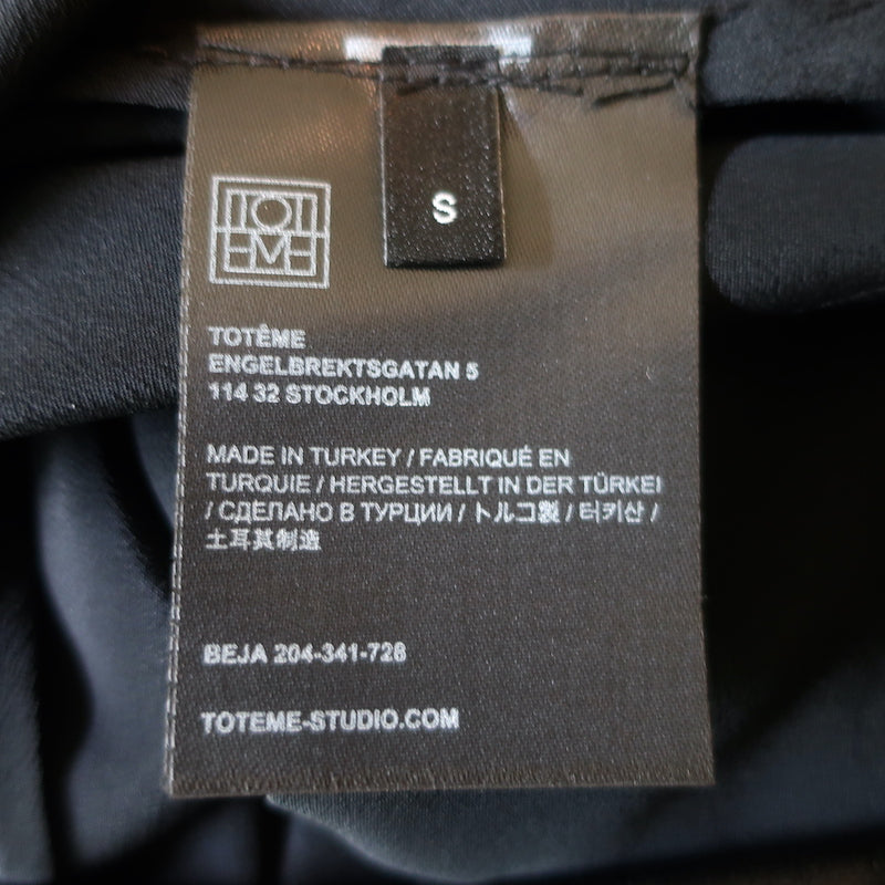 Toteme Beja Leather-Trimmed Pleated Maxi Skirt Black Silk Crepe Size Small