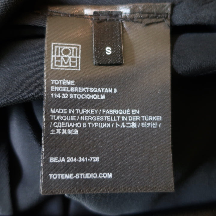 Toteme Beja Leather-Trimmed Pleated Maxi Skirt Black Silk Crepe Size Small
