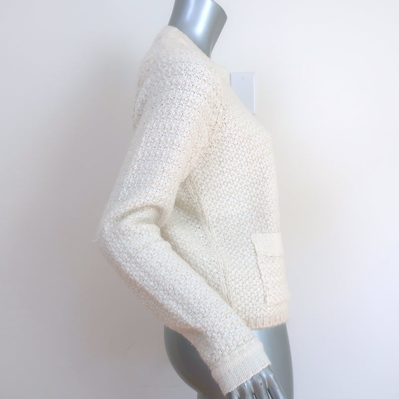 Sandro Tweed Sweater Jacket Ivory Wool-Blend Size 1