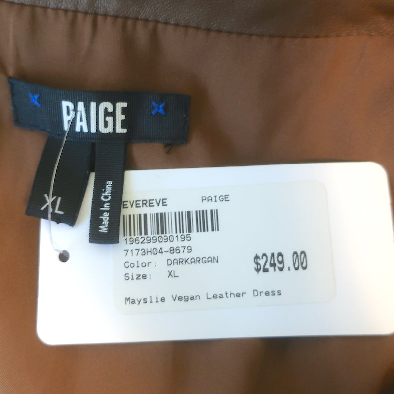 Paige Women's Mayslie Dress - Dark Argan Faux Leather | Size X-Large Paige Women's Mayslie Dress - Dark Argan Faux Leather | Size X-Large