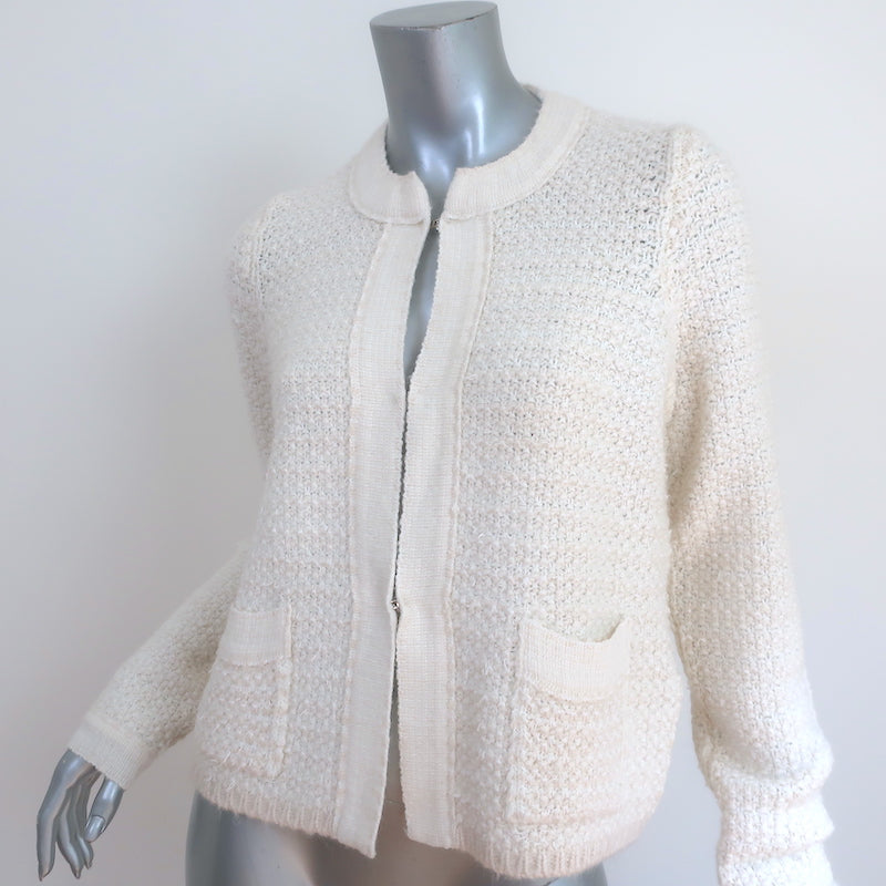 Sandro Tweed Sweater Jacket Ivory Wool-Blend Size 1