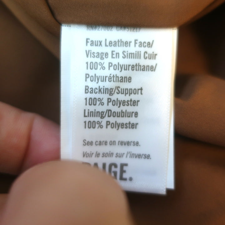 PAIGE Mayslie Vegan Leather Mini Shirt Dress Brown Size Extra Large NEW