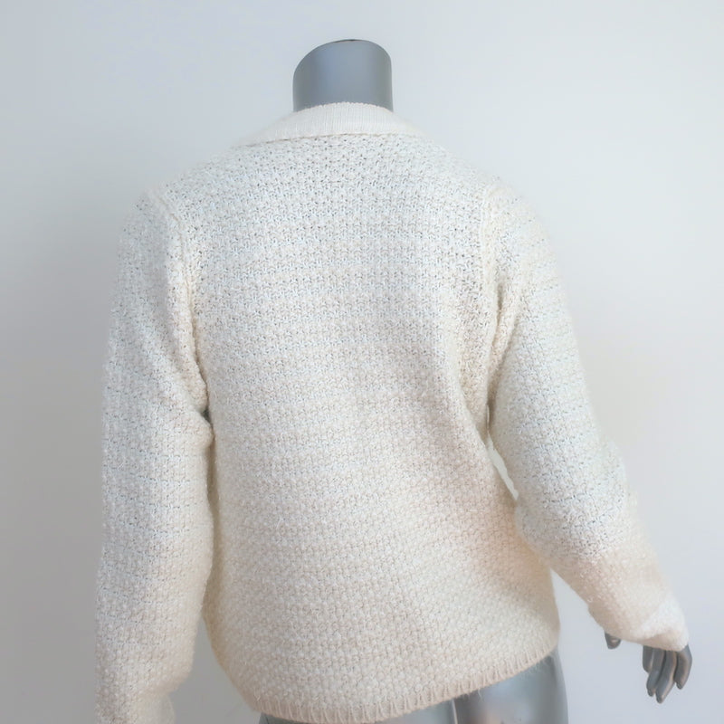 Sandro Tweed Sweater Jacket Ivory Wool-Blend Size 1