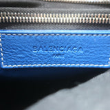 Balenciaga Bazar Small Shopper Tote Blue/White Striped Leather Crossbody Bag