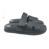 Hermes Chypre Slide Sandals Black Leather Size 40.5