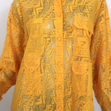 Fendi FF Fisheye Lace Long Sleeve Shirtdress Marigold Size 44