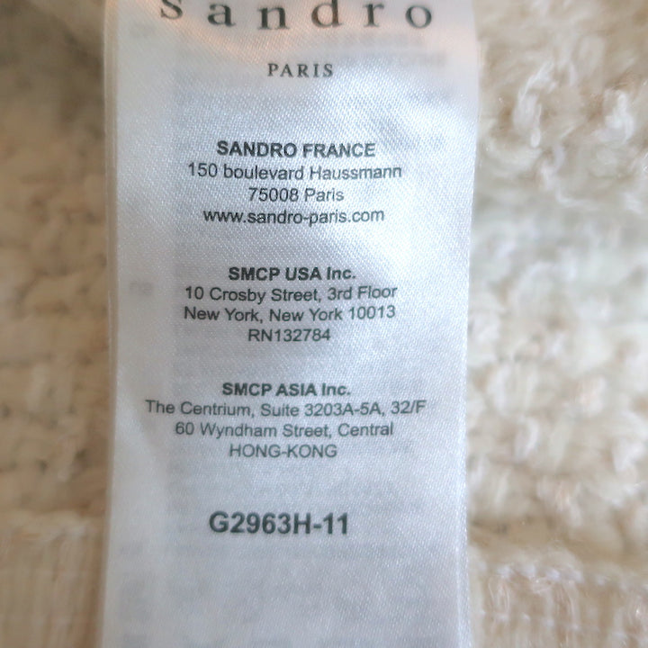 Sandro Tweed Sweater Jacket Ivory Wool-Blend Size 1