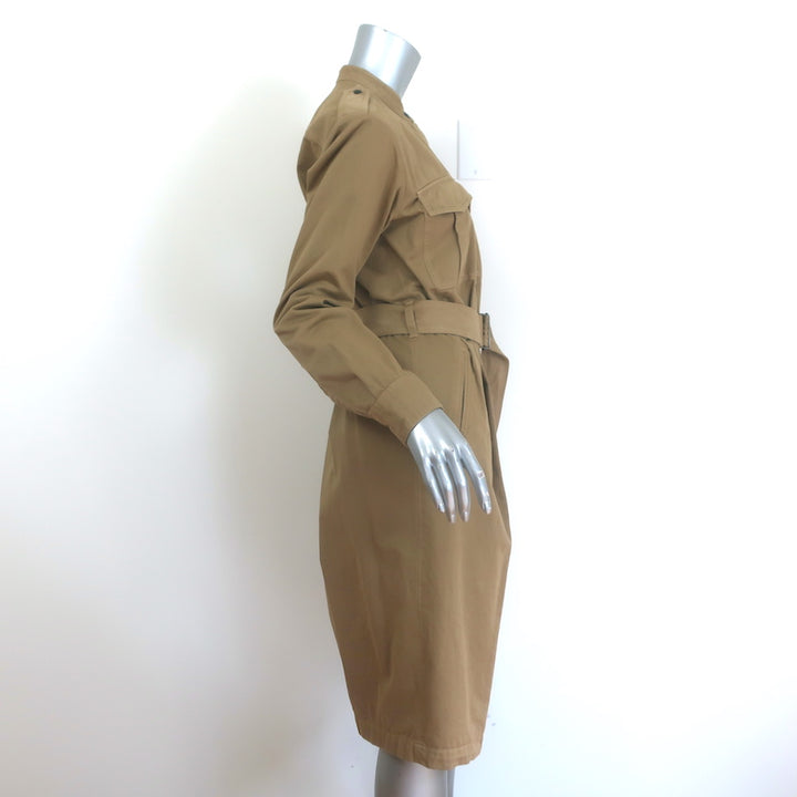 Dries Van Noten Belted Military Shirtdress Brown Cotton Size 38