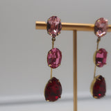 Jennifer Behr Allanah Triple Drop Earrings Red & Pink Crystal