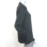 PAIGE Abriana Flare Cuff Shirt Black Satin Size Large Long Sleeve Blouse NEW