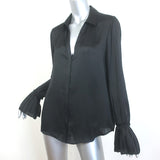 PAIGE Abriana Flare Cuff Shirt Black Satin Size Large Long Sleeve Blouse NEW