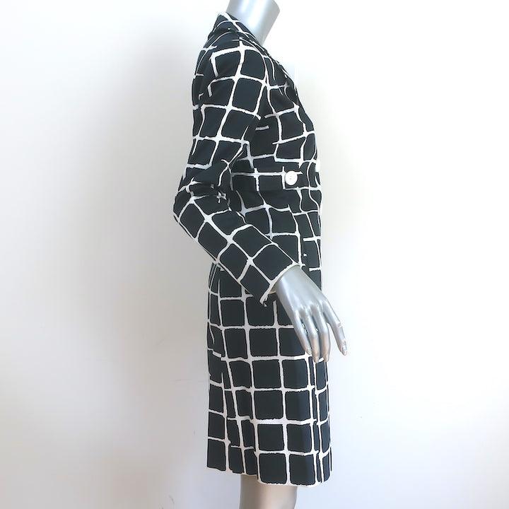 Trina Turk Checked Coat Black &amp; White Stretch Cotton Size 4