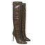 Paris Texas Knee High Stiletto Boots Brown Snakeskin-Embossed Leather Size 36.5
