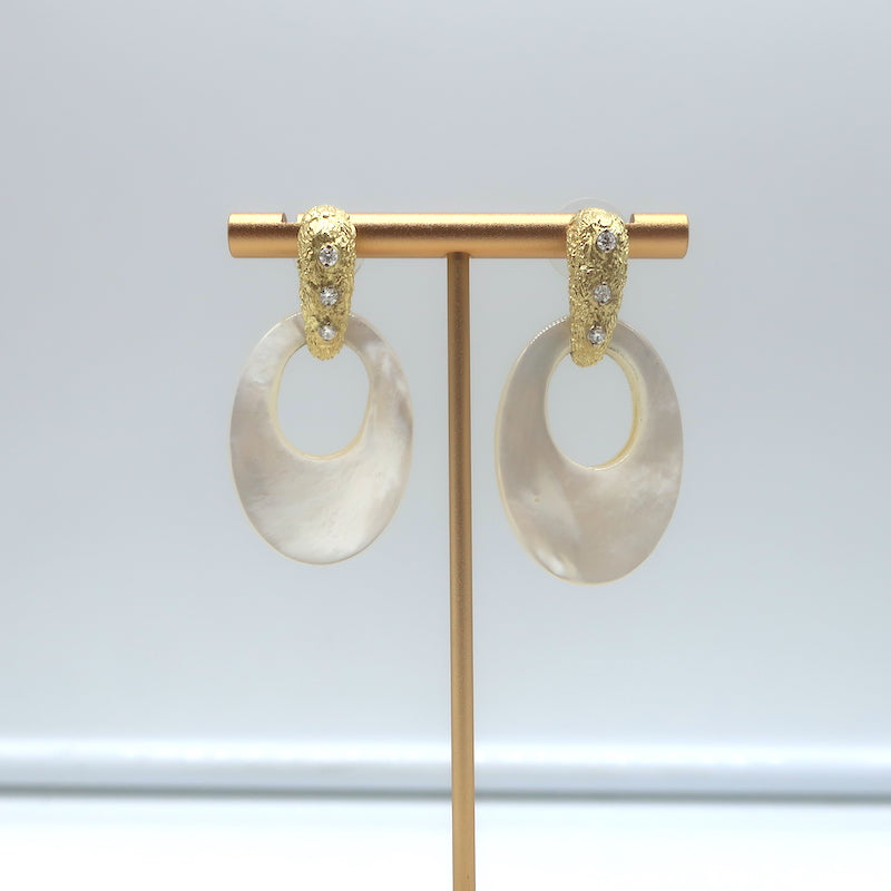 Jenna Blake Diamond Conch &amp; Lapis Interchangeable Earrings Textured 18K Gold