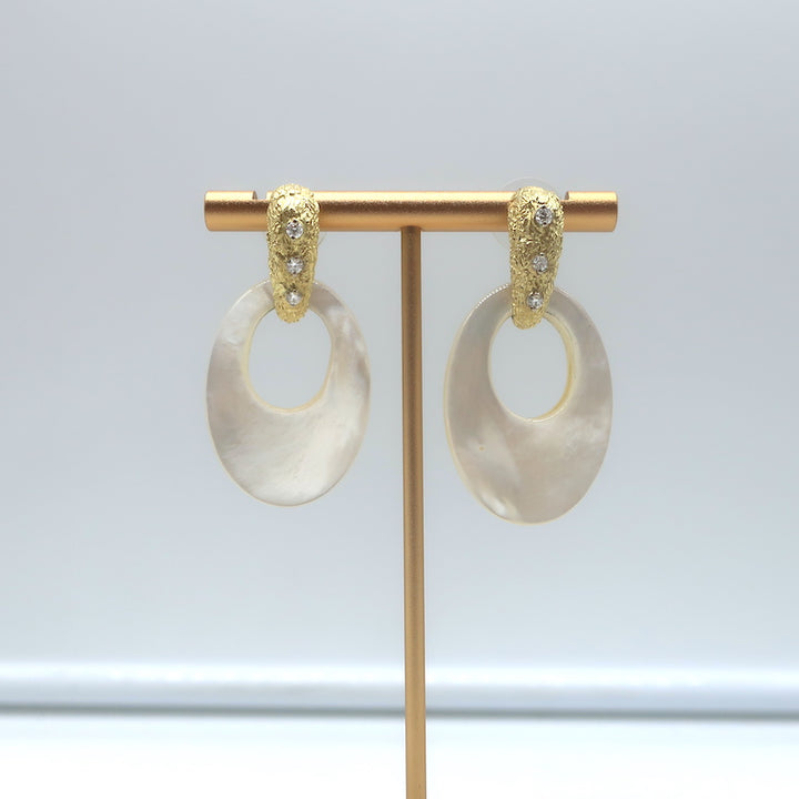 Jenna Blake Diamond Conch &amp; Lapis Interchangeable Earrings Textured 18K Gold