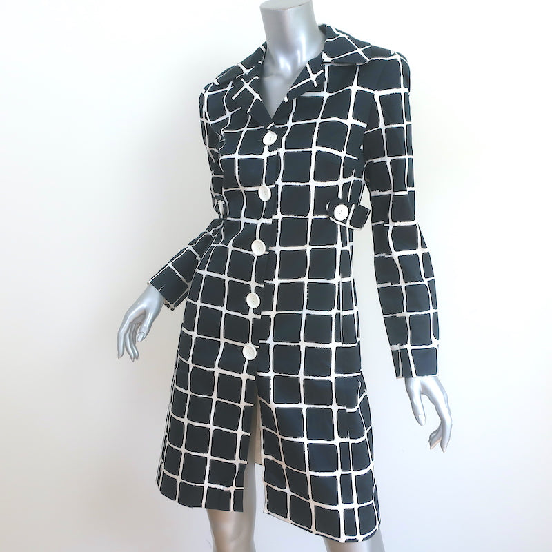 Trina Turk Checked Coat Black &amp; White Stretch Cotton Size 4