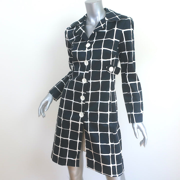 Trina Turk Checked Coat Black &amp; White Stretch Cotton Size 4
