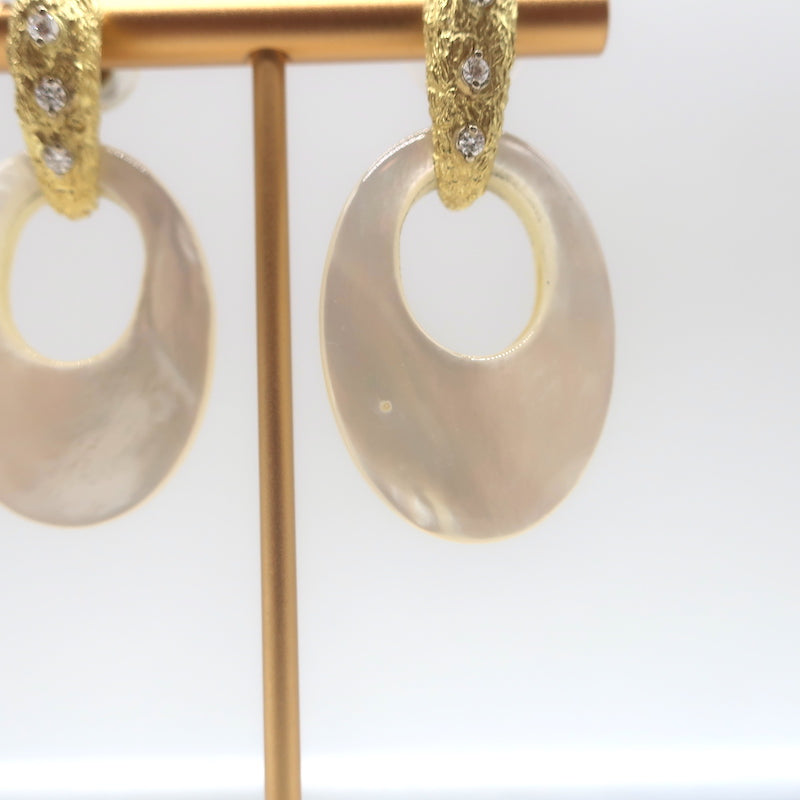 Jenna Blake Diamond Conch &amp; Lapis Interchangeable Earrings Textured 18K Gold
