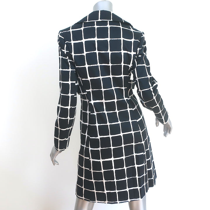 Trina Turk Checked Coat Black &amp; White Stretch Cotton Size 4