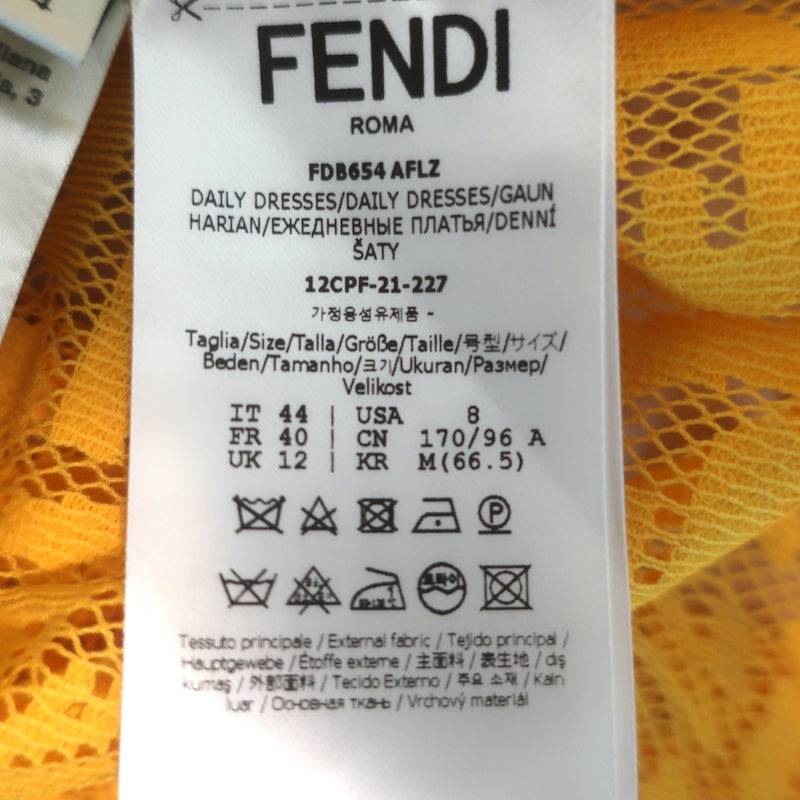 Fendi FF Fisheye Lace Long Sleeve Shirtdress Marigold Size 44