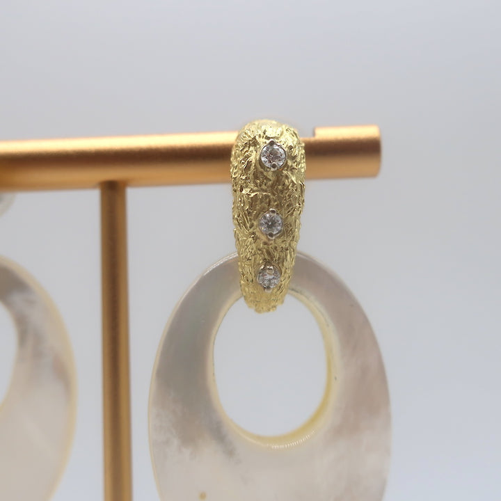 Jenna Blake Diamond Conch &amp; Lapis Interchangeable Earrings Textured 18K Gold