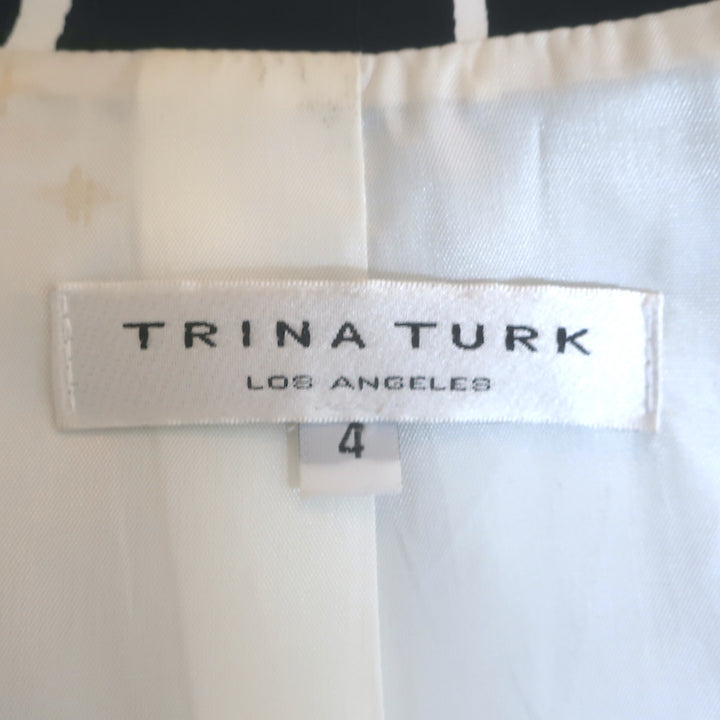 Trina Turk Checked Coat Black &amp; White Stretch Cotton Size 4