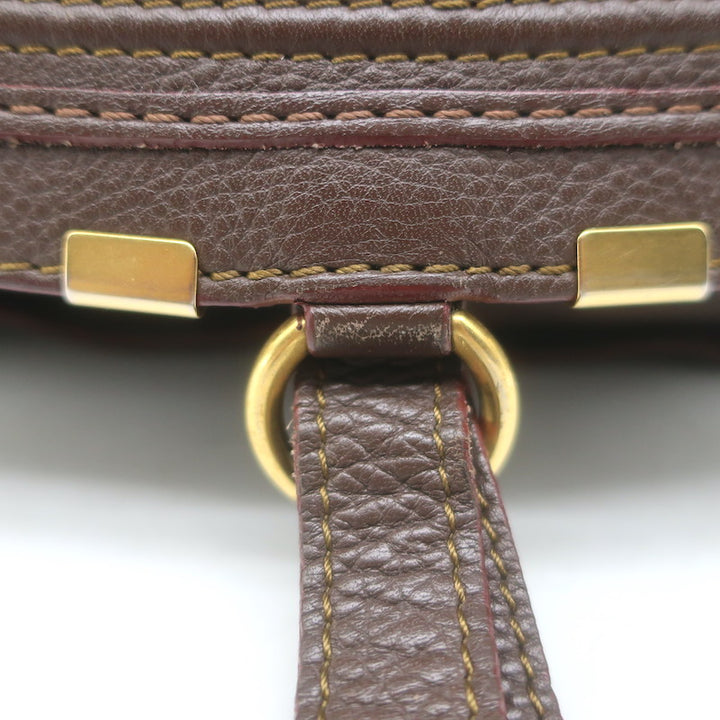 Chloe Marcie Medium Satchel Dark Brown Grained Leather Shoulder Bag