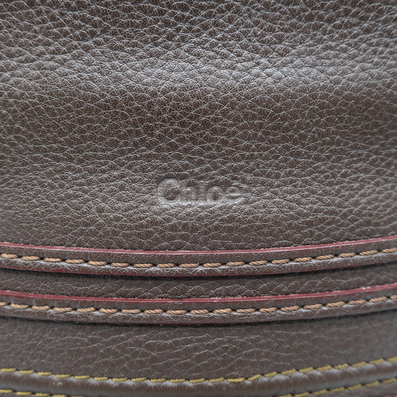 Chloe Marcie Medium Satchel Dark Brown Grained Leather Shoulder Bag