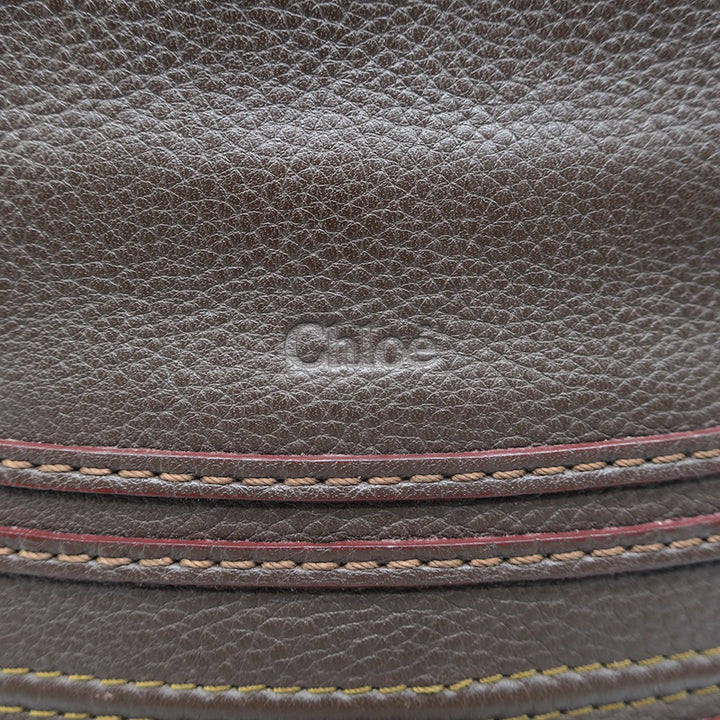 Chloe Marcie Medium Satchel Dark Brown Grained Leather Shoulder Bag