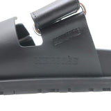 Hermes Chypre Slide Sandals Black Leather Size 40.5