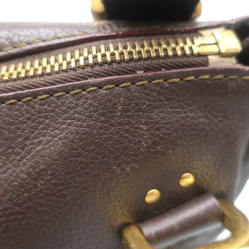Chloe Marcie Medium Satchel Dark Brown Grained Leather Shoulder Bag