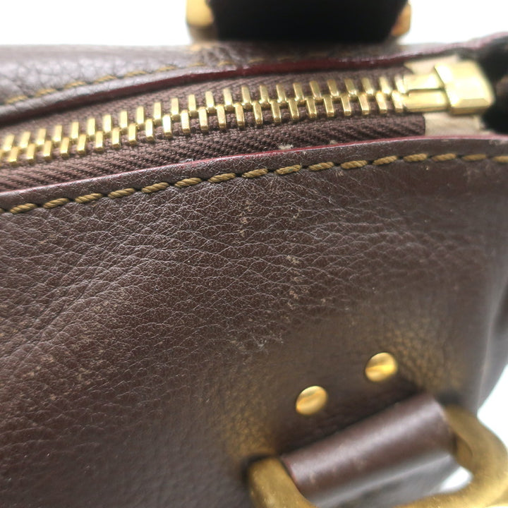 Chloe Marcie Medium Satchel Dark Brown Grained Leather Shoulder Bag